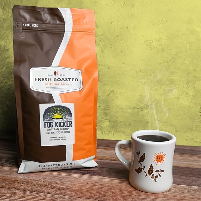 Fresh Roasted Coffee, Fog Kicker, 5 lb (80 oz), Light Roast, Kosher, Ground