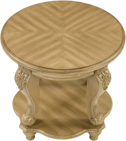 Round End Table for Living Room, Solid Wood Sofa Side Table - Image 7