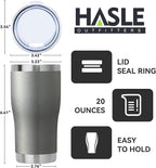 HASLE OUTFITTERS 20 oz Tumbler Bulk, Stainless Steel Tumblers with Lid, Vacuum Insulated Tumbler, Double Wall Tumbler Cup, coffee mugs, Gray, 1 Pack