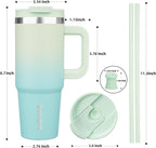 BJPKPK Insulated Tumblers With Handle And Straw 30 oz Stainless Steel Tumbler Cups With Lid,Mint