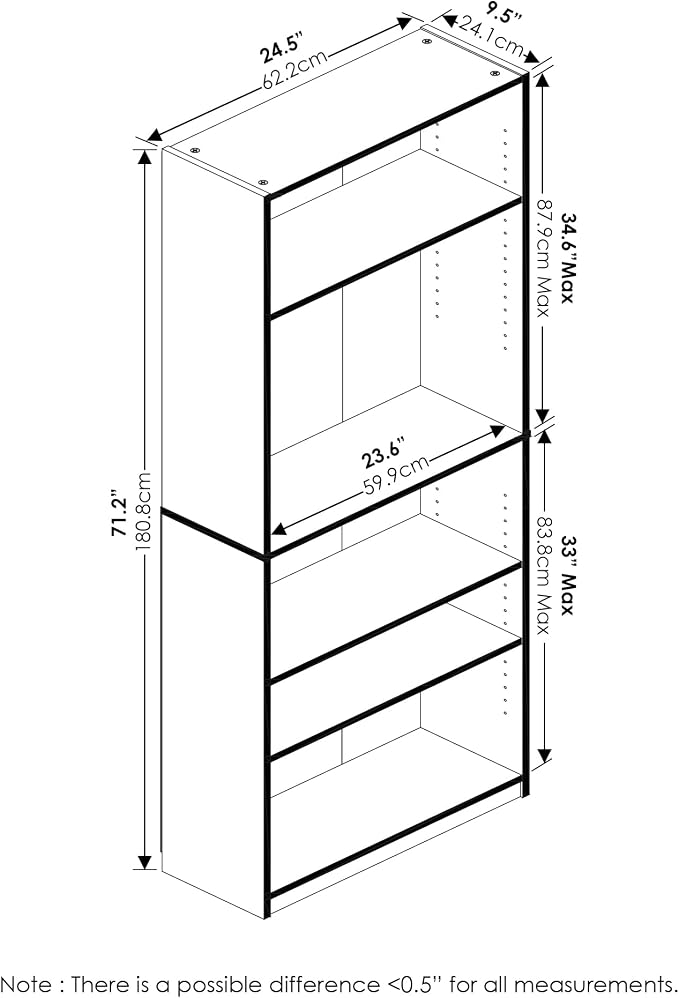 Furinno JAYA Book Shelf, 5-Tier Bookshelf, Bookcase - Image 5