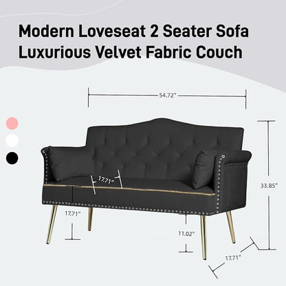 oaaktu Small Velvet Loveseat Sofa - Image 2