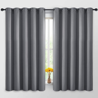 Yakamok Grey Room Darkening Curtains 62x63 inch Gray Grommet-Living Room | 2 by Yakamok