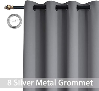 Yakamok Grey Room Darkening Curtains 84 inch Gray Sliding Door Drapes | 1 - Image 2