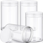 Patelai 4 Pieces Round Wide-mouth Leak Proof Plastic Container Jars with Lids for Travel Storage Makeup Beauty Products Face Creams Oils Salves Ointments DIY Making(12 Ounce,Clear)