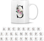 Retreez Initial A-Z Floral Botanical Bouquet Alphabet Monogrammed Monogram Mug 11 Oz Ceramic Tea Coffee Mugs - Appreciation Thank You Wedding Birthday Gifts for her friend coworker sister - S Initial