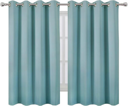 Blackout Curtains 66 x 54 Inch Long Stone Blue Curtains Set of 2 Panels Room - Image 2