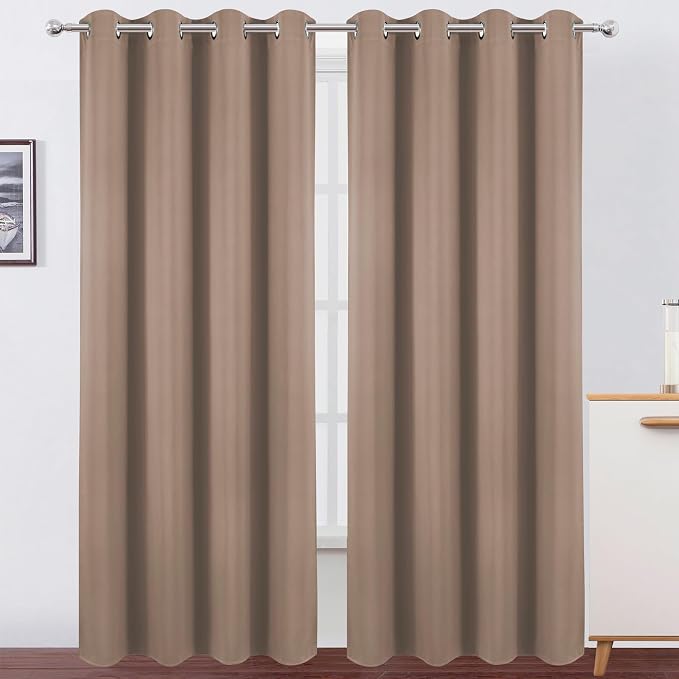 Blackout Curtains 52 x 120 Inch Long Cappuccino Curtains Set of 2 Panels Room by Lemomo