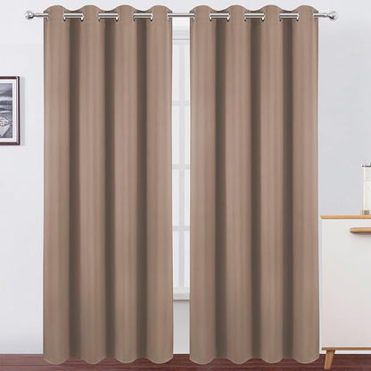 Blackout Curtains 52 x 90 Inch Long Cappuccino Curtains Set of 2 Panels Room by Lemomo