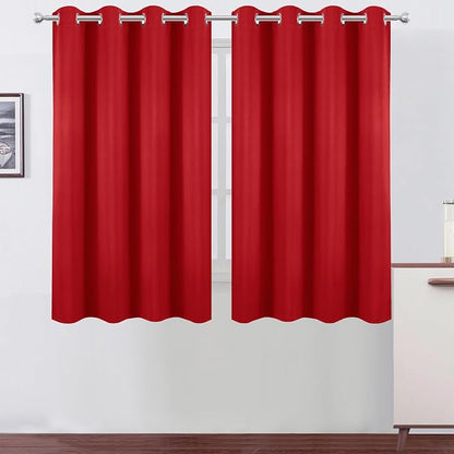 Blackout Curtains 66 x 54 Inch Long Bright Red Curtains Set of 2 Panels Room by Lemomo