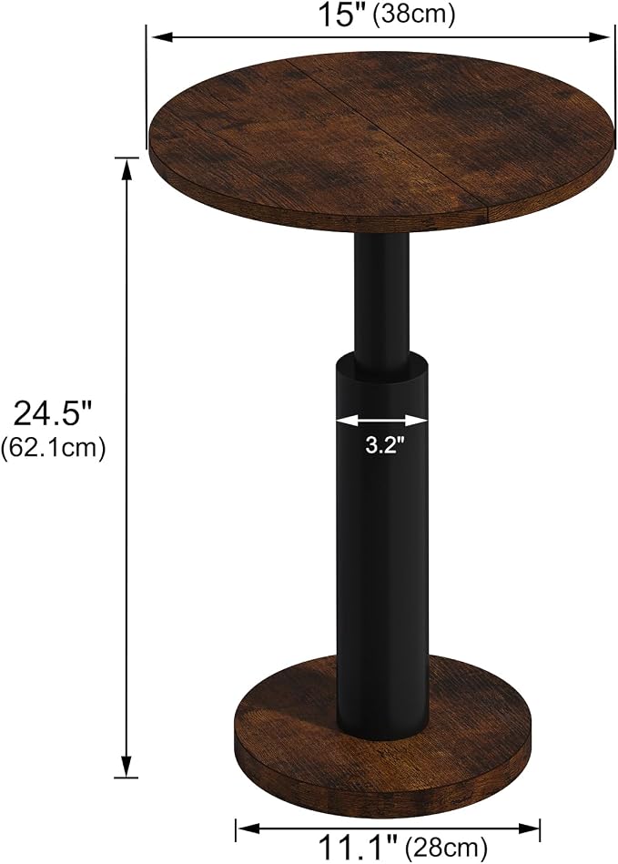 LAATOOREE Round Side Tables Set of 2, Pedestal Drink Table, Spacious Top - Image 3