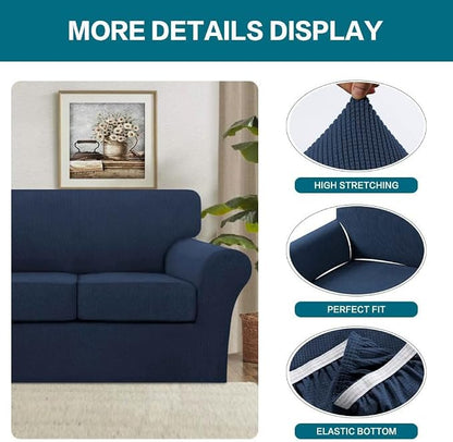 Turquoize 4 Piece Sofa Covers for 3 Cushion Couch Sofa Slipcover Soft Couch - Image 4