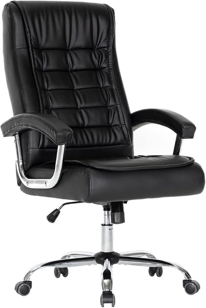 Executive Office Chair Adjustable Leather Chair, High Back Swivel Office Desk by HOXNE