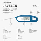 Lavatools Javelin® Ultra-Fast 2-Second Digital Instant Read Meat Thermometer for Grill and Cooking, 2.75" Probe, Compact Foldable Design, Large Display, IP65 Water Resistant, NSF Certified – Rhubarb