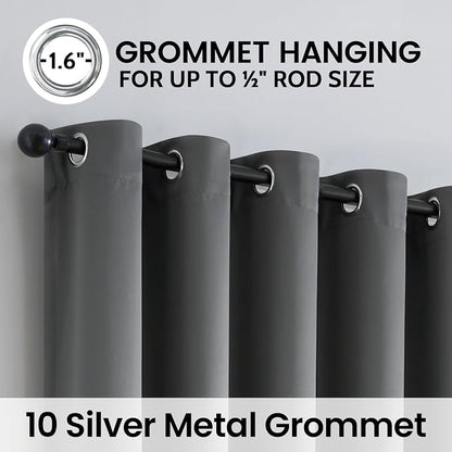SimpleHome Grey 100% Blackout Curtains Room Darkening Living Room 63 Inch | - Image 6
