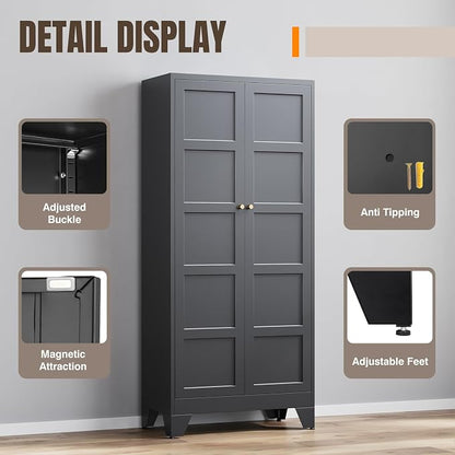 Yizosh Metal Pantry Cabinet, - Image 4