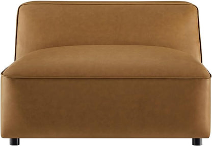 Modway Auren Vegan Leather Modular Armless Chair in Camel - Image 8