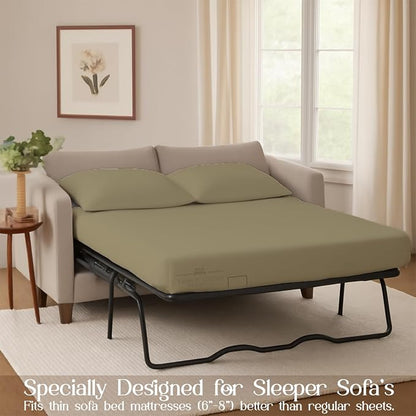 Sleeper Sofa Bed Sheet, 100% Cotton 400 Thread Count, 4 Piece Set, Deep Pocket - Image 3