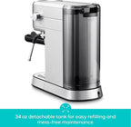 CASABREWS CM5418 Espresso Machine 20 Bar, Compact Espresso Maker with Steam Milk Frother, Stainless Steel Coffee Machine with 34oz Removable Water Tank for Cappuccino, Latte, Silver