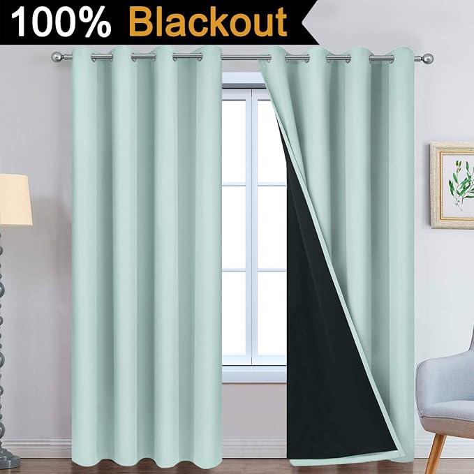 Yakamok Aqua 100% Blackout Curtains 90 Inches Long - Image 2