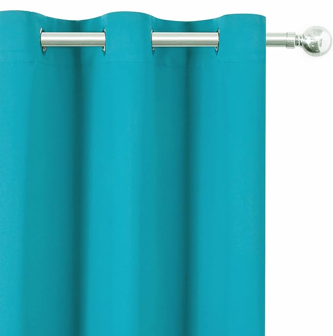 Blackout Curtains 52 x 90 Inch Long Teal Curtains Set of 2 Panels Room - Image 6