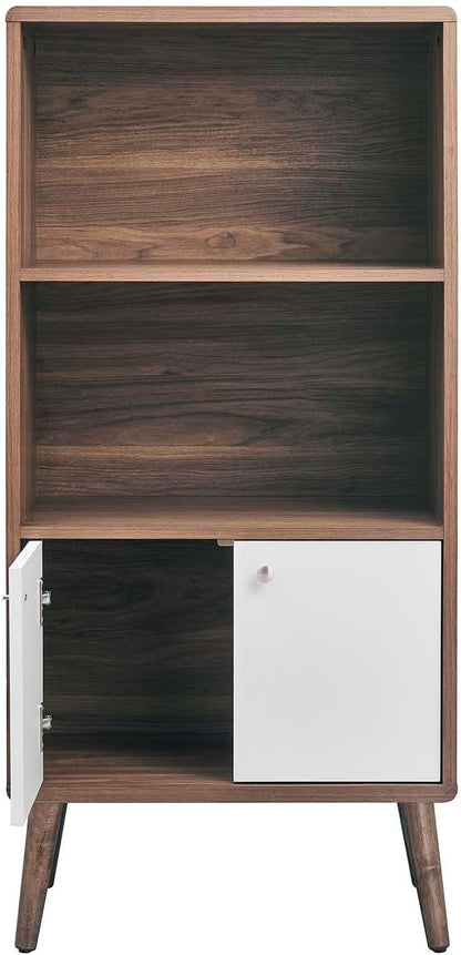 Modway EEI-6230-WAL-WHI Transmit Display Cabinet Bookshelf, Walnut White - Image 4