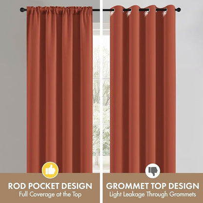 MIULEE 4 Panels Set Burnt Orange Blackout Curtains 63 Inch Length Bedroom | - Image 7