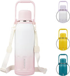 BJPKPK Insulated 50oz Thermos Water Bottle with Lid and Carry Handle Dishwasher Safe Stainless Steel Water Bottles for Outdoor,Pink Pearl