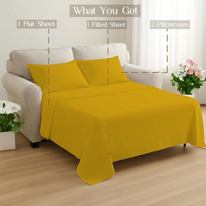 Sleeper Sofa Bed Sheet, 100% Cotton 400 Thread Count, 4 Piece Set, Deep Pocket - Image 9