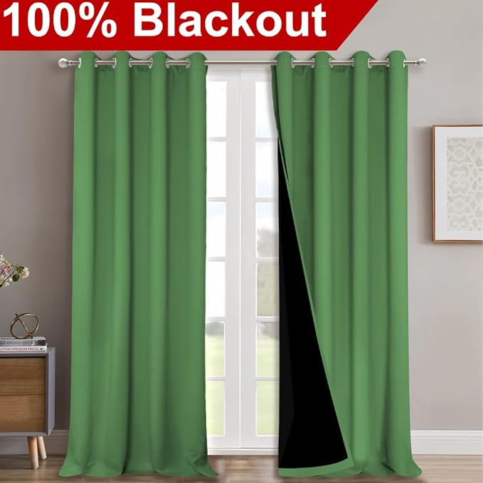 NICETOWN 100% Blackout Blinds, Forest Green, Laundry Room Decor Window - Image 2