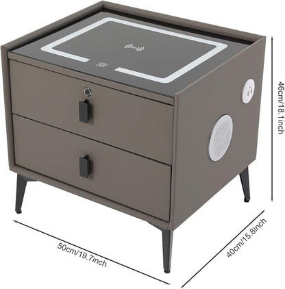 Smart Nightstand w/Fingerprint Lock Drawers, Smart Bedside Table w/USB Charging - Image 3