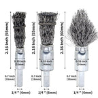 9-Piece Large Wire Brush Wheel Set - Metal Rust Removal, Polishing, Cleaning - 1/4″ (6mm) Shaft - Removes Burrs, Dust, and Paint - Handles Rough Surfaces - Rotary Tool Accessories