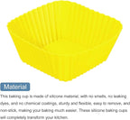 uxcell 18Pcs Silicone Cupcake Baking Cups, Silicone Muffins Liners Non-Stick Square Baking Cups, for Cooking Eggs Baking Muffins and Make a Cake(Yellow)