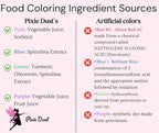 Dye-Free Food Coloring Powder set: Red, Blue, Green and Yellow. Plant-Based/All Natural/Non-Carmine/Non-Annatto/FLAVORLESS by PIXIE DUST (Large .35 oz Each Color 1.4 oz /44gr Total)