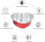 Mini Heart Shaped Cake Pans 3.5oz Aluminum Foil Heart Cake Pan with Lids, 25 pcs Disposable Small Heart Baking Pan Red for Valentine Weddings Birthday