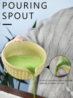 Artcome Matcha Bowl Set with Pouring Spout - Ceramic Matcha Bowl, Bamboo Whisk, Whisk Holder, Tea Scoop - Complete Traditional Japanese Tea Ceremony Kit for Home & Office - Ideal for Gift