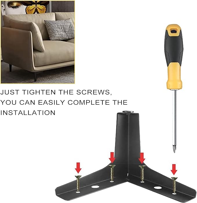 AODIOU Furniture Legs Metal Feet: Cabinet Legs 4 Inch Triangle Feet Replacement - Image 6