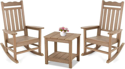 Stoog 3-Piece Patio Bistro Set, All-Weather Rocking Chairs Set of 2 by Stoog