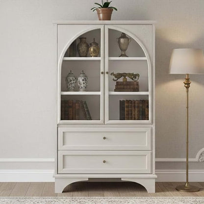 52" Tall Display Cabinet with Glass Doors, Glass Display Case Storage Cabinets by Unknown