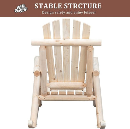 Outvita Wooden Rocking Chair, Fir Log Adirondack Rocker, Outdoor Wood Accent - Image 7