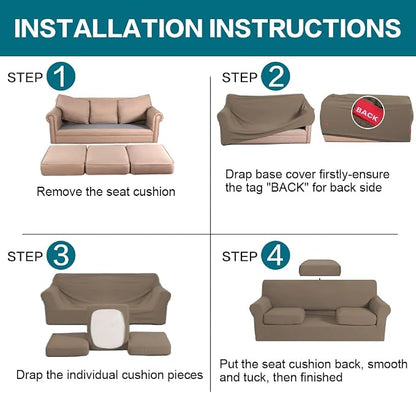 Turquoize 4 Piece Sofa Covers for 3 Cushion Couch Sofa Slipcover Soft Couch - Image 6