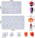 Halloween Resin Earrings Mold 3pcs Mini Skull Resin Jewelry Molds, Bat Pumpkin Coffin Silicone Mold for Earring Pendant Bracelet Keychain Making Kit DIY Epoxy Ornaments Holiday Gifts