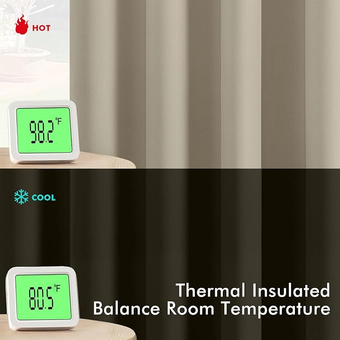 MIULEE Blackout Curtains for Bedroom 2 Panels 40 x 45 Inch Long Sand | Thermal - Image 3