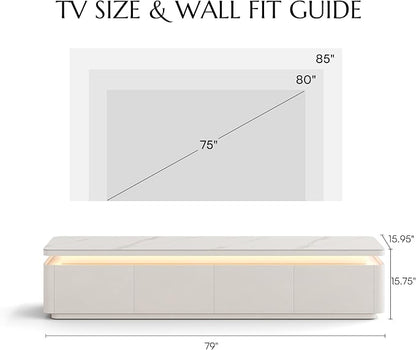 POVISON Fully Assembled 79" Mid-Century Modern TV Stand - Image 7