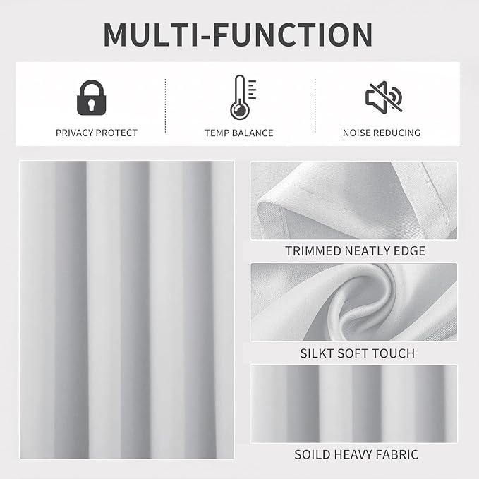 Joydeco White Curtains 90 Inches Long 1 Panel, Thermal Insulated Long Curtains& - Image 3