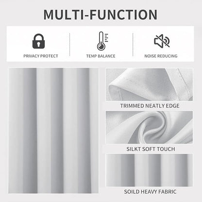 Joydeco White Curtains 95 Inches Long 1 Panel, Thermal Insulated Long Curtains& - Image 3