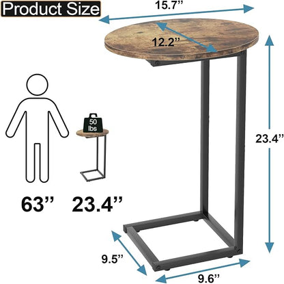 C Shaped End Table, Oval Couch Sofa Side Table - Image 2
