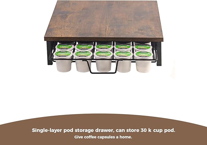 K Cup Holder Organizer, Coffee Pod Drawer Holder Capsule Storage Organizer Single Layer Sliding Storage Drawer, 30 Large Capacity, Home Office Cafe Counter
