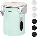 ShanSon Coffee Canister Airtight Coffee Container Stainless Steel Coffee Bean Storage Container with CO2 Release Valve and Scoop Coffee Canister for Beans,Grounds,Sugar,Flour,Tea,Cereal,22OZ,Green