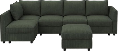 HONBAY Modular Sectional Sleeper Sofa Green Couch L Shaped Sectional Sofa - Image 8